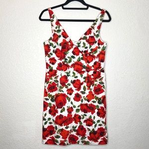 Bebe Bustier Dress White Red Floral